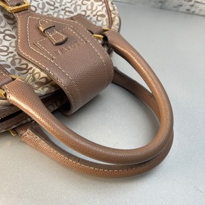 LOEWE ボーリングバッグ キャンバス×レザー ハンドバッグ ベージュ A-10192