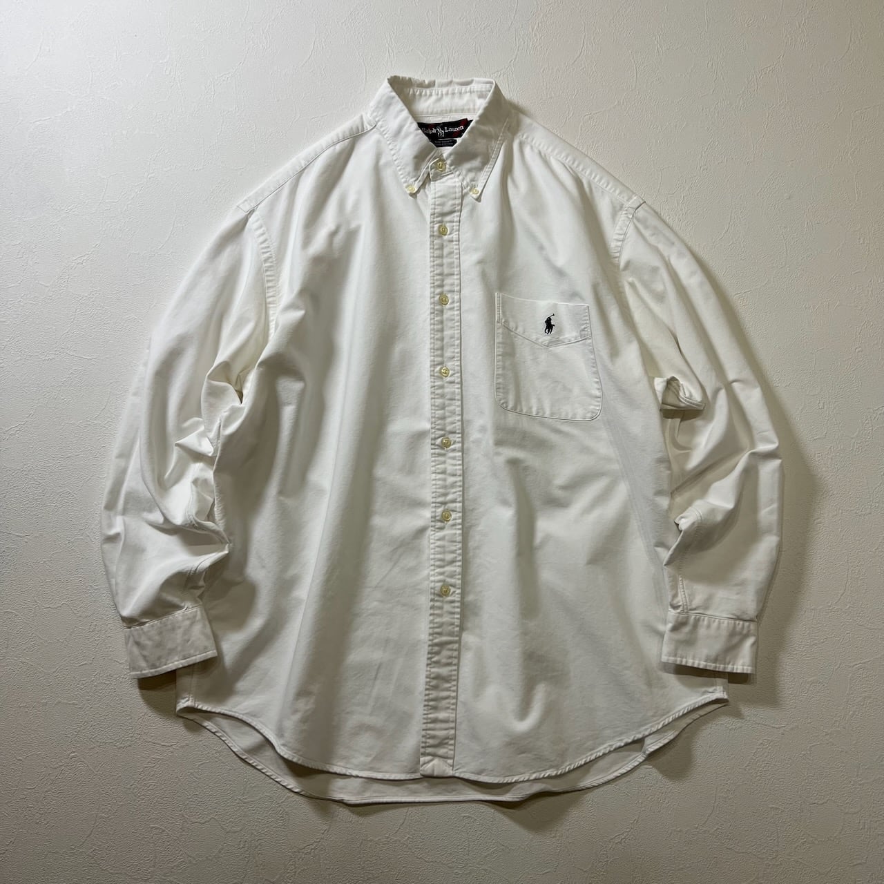 90s Ralph Lauren BIG SHIRT BD 無地 長袖シャツ ラルフローレン