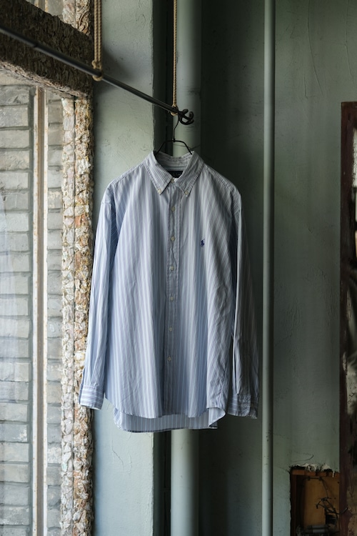 Utah／90's “Ralph Lauren"CLASSIC FIT stripe shirt／Blue