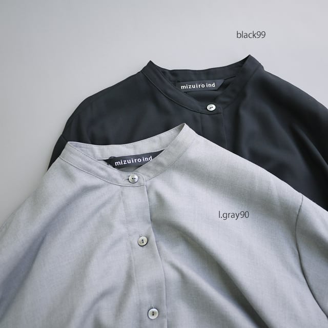 mizuiro ind（ミズイロインド） T/Rスタンドカラーフレアワンピース[3