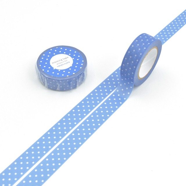 パピアプラッツ　ドット・あおいろ　15mmマスキングテープVol.2　PA09