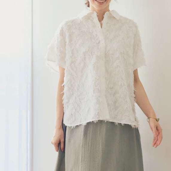 《 6/29まで期間限定POPUP 》【 TERRAORY 】Cut Jacquard Cap Sleeve Shirt