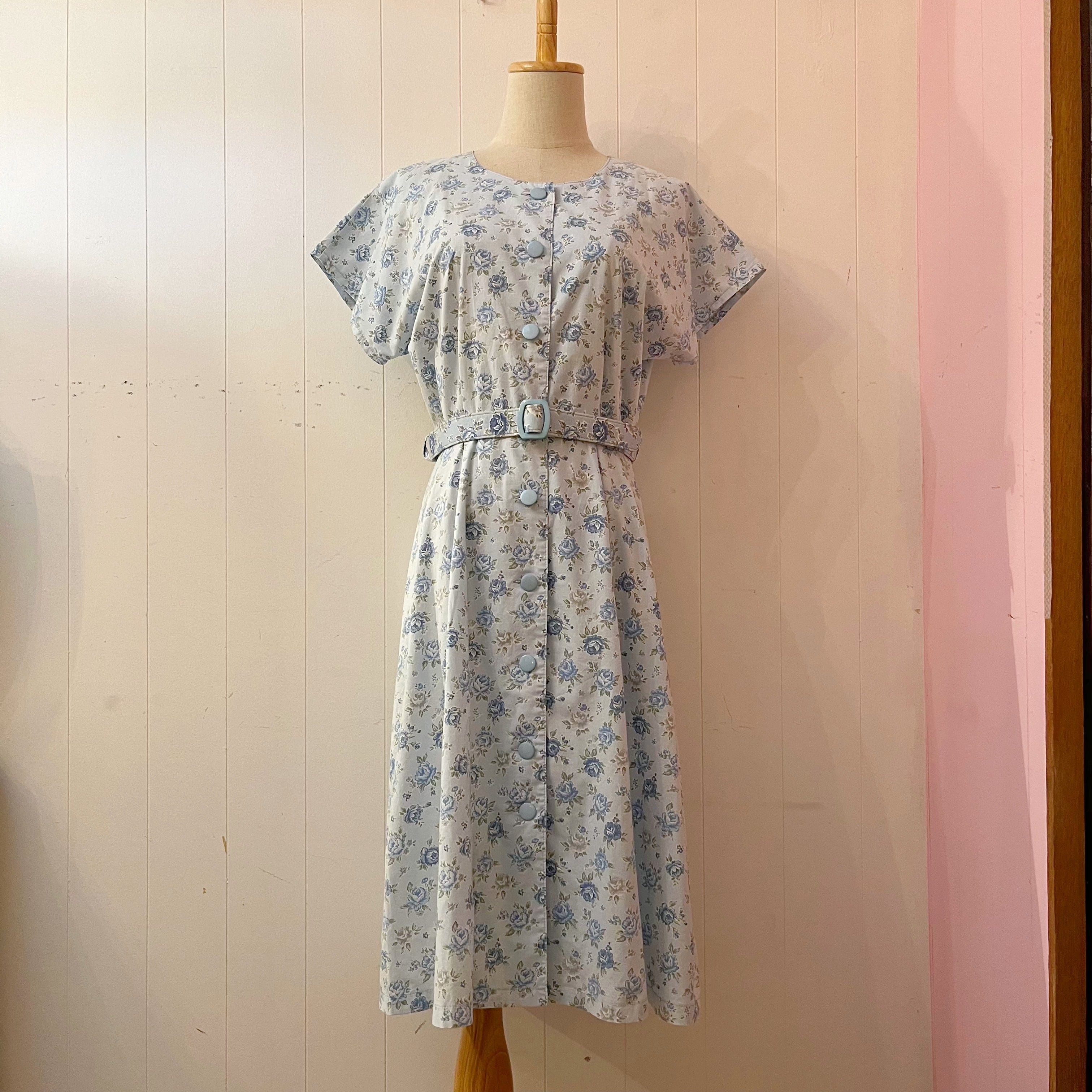 light blue rose cotton one-piece