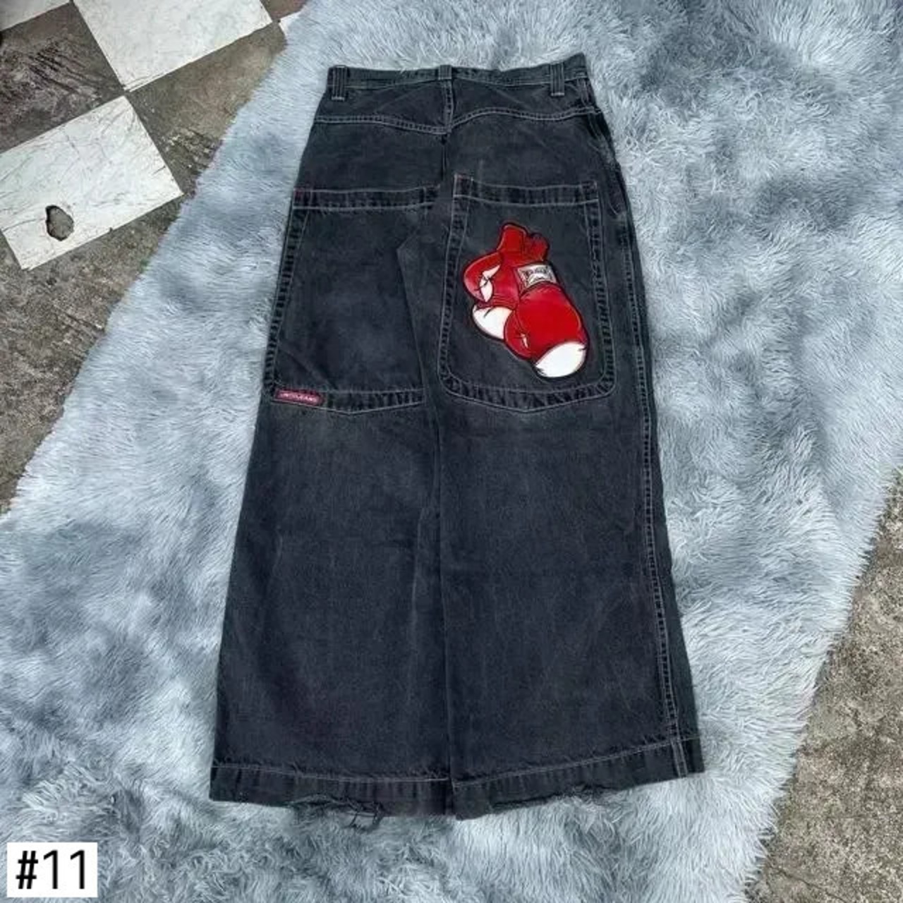 JNCO ヴィンテージジーンズ Y2K 原宿ヒップホップ洗濯ブルー刺繍 