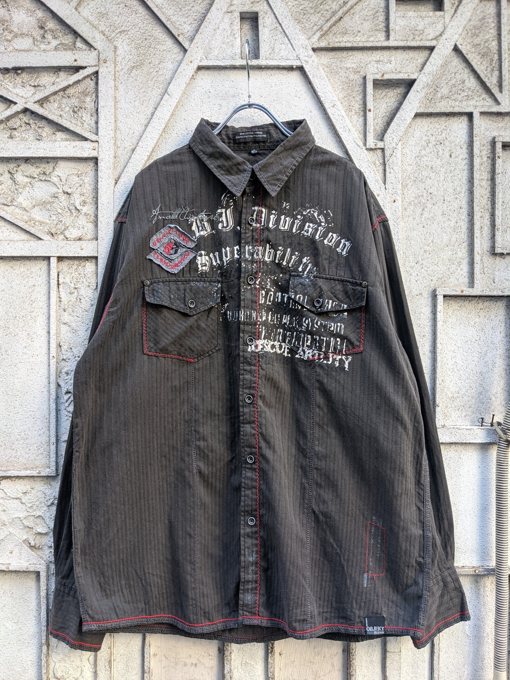 "Y2K" design embroidery stripe shirt