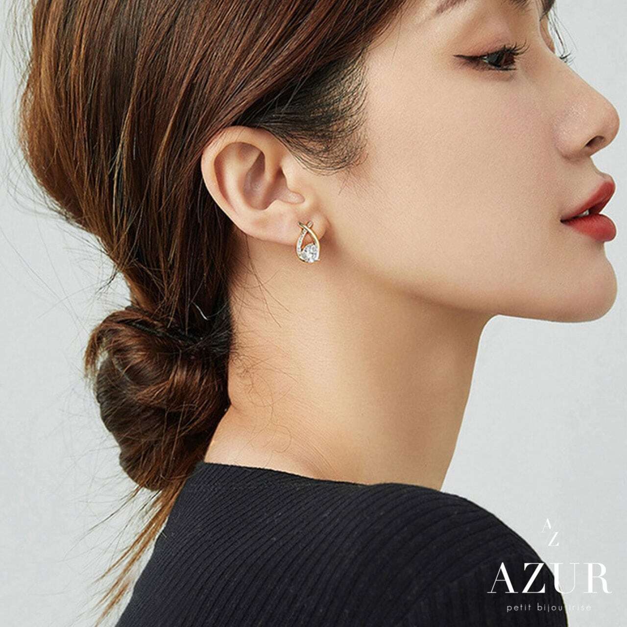 ジルコニアクロスラインピアス