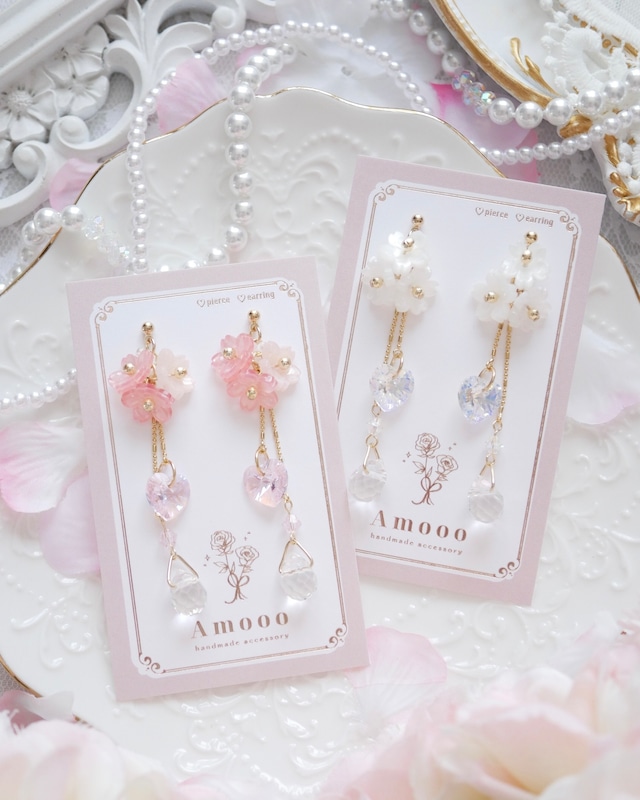 8204 さくらブーケロングピアス/イヤリング