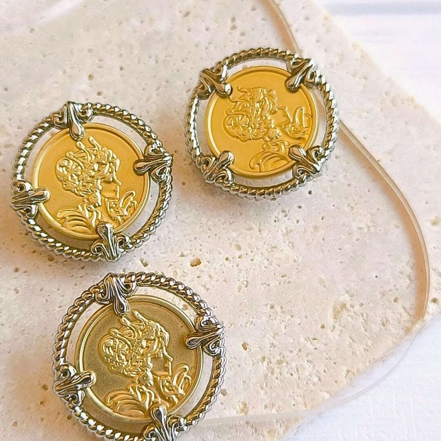 アンティークコイン メタルボタン(ゴールド) 23mm シャンクボタン インポート 輸入 ヴィンテージ