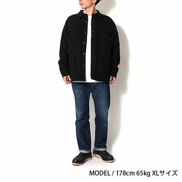 【L ブラック】ヒューストン HOUSTON MELTON CPO SHIRT JACKET 51535