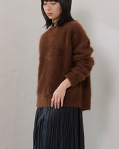 FOURAM - RACCOON CREW KNIT :Dark Brown|ラクーン100/毛足ニット/クルーネック