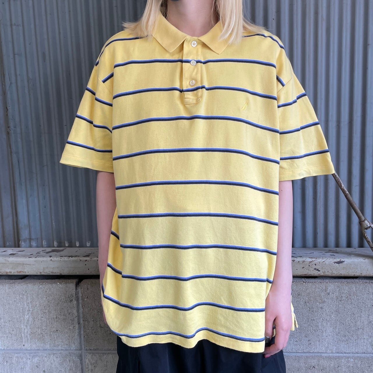 90s ノーティカ マルチボーダー 天竺 ポロシャツ XL NAUTICA