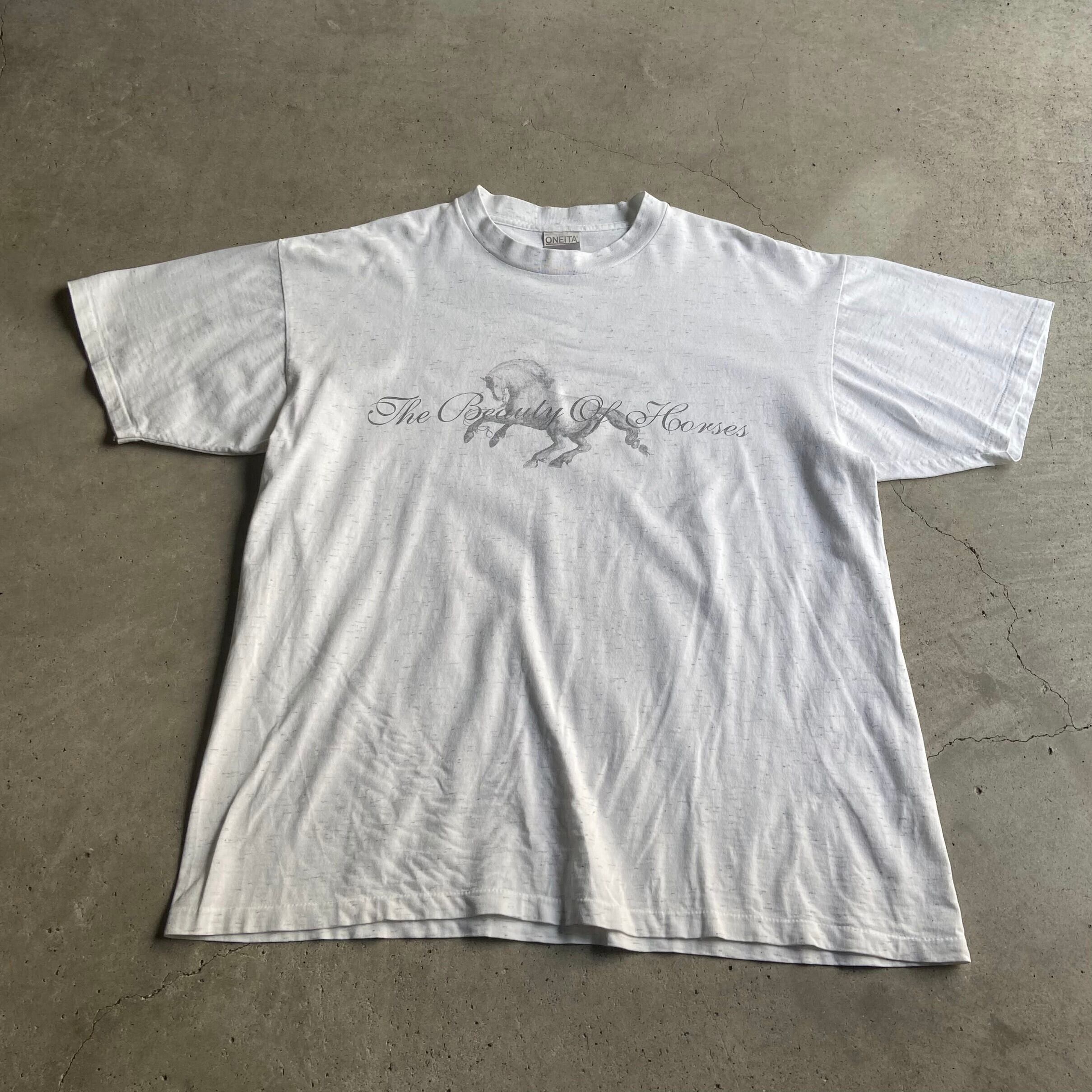 USA製 90年代 the beauty of horses アニマル ロゴプリント Tシャツ 