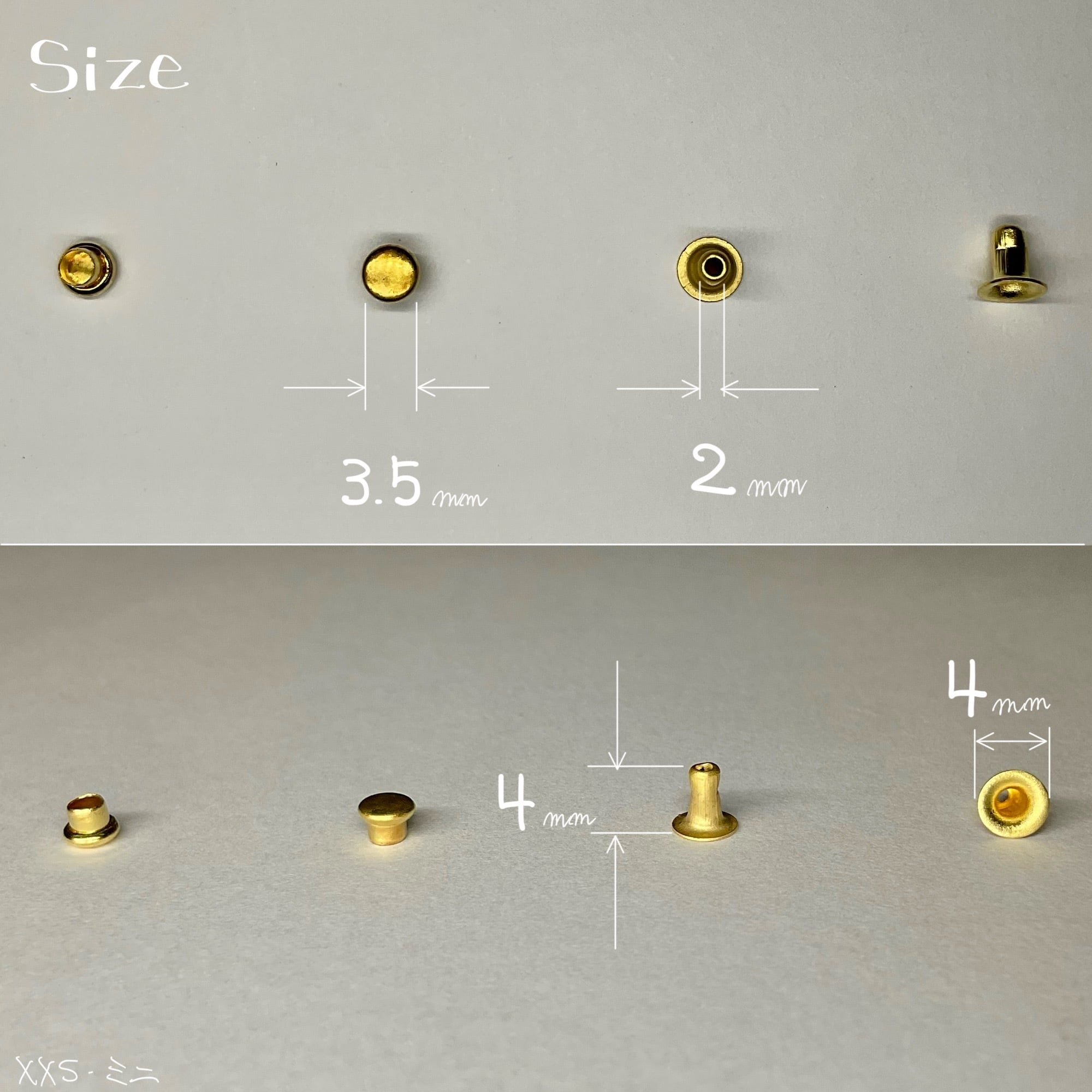 Peacock 片面カシメ (ミニ/3.5mm) 真鍮無垢 | okafactory 岡製作所