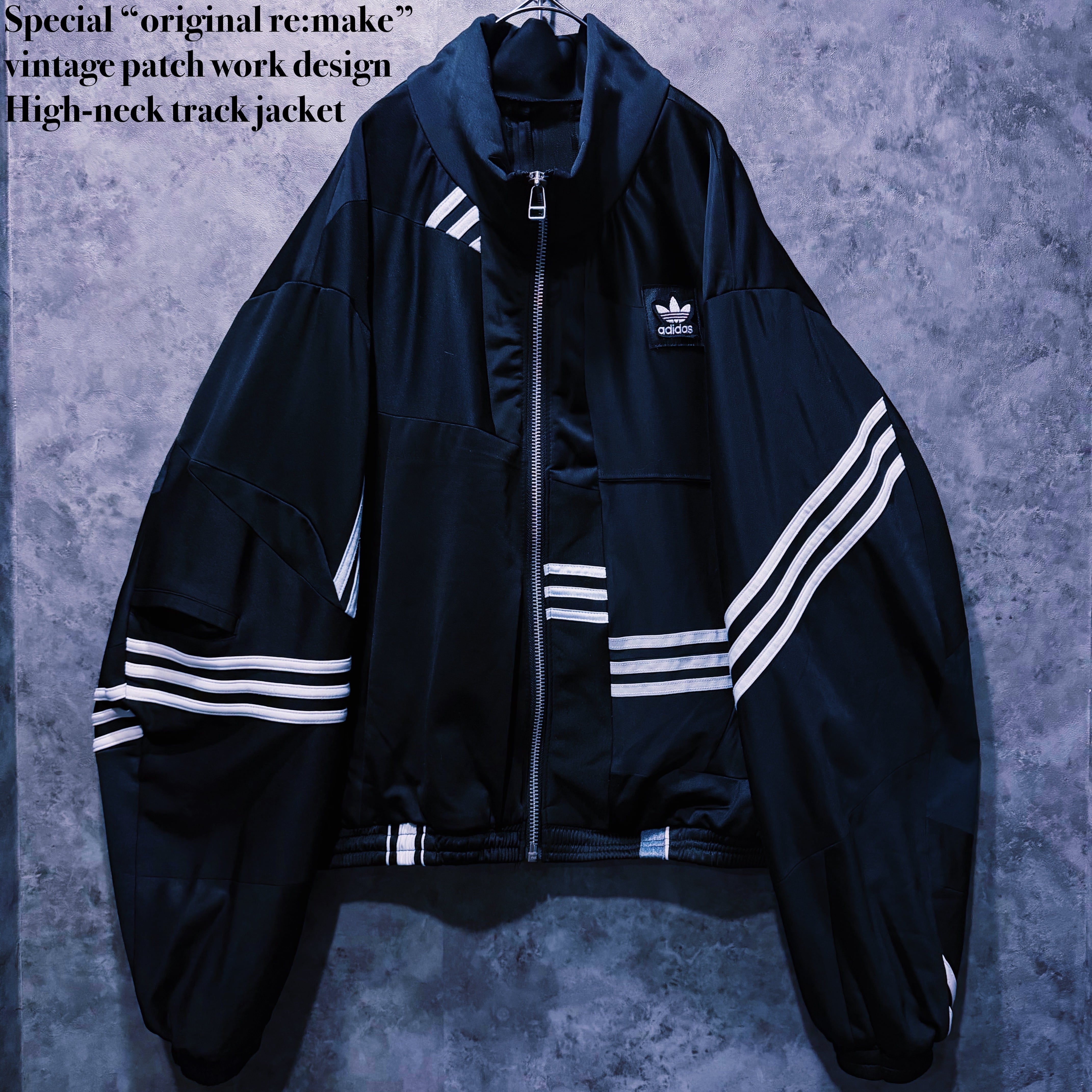 【doppio】Special “original re:make” vintage patch work design High-neck track jacket