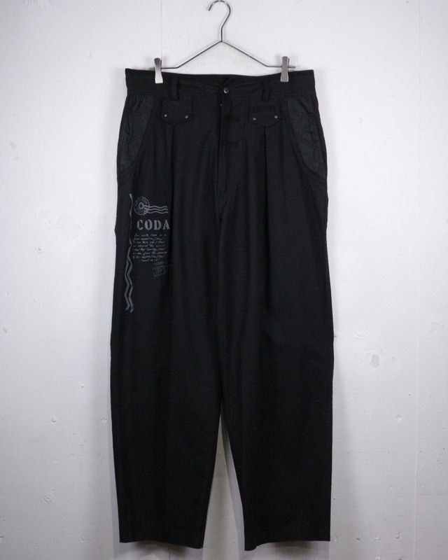 【Caka act2】80's Lettering Print Design Loose Vintage Wide Pants