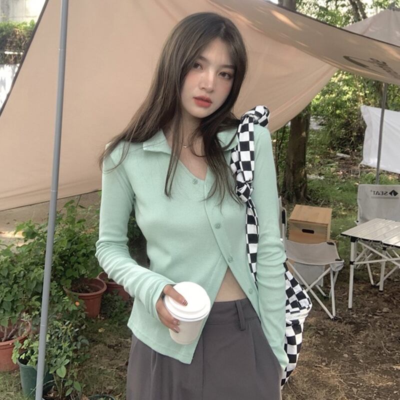 長袖スリーブTシャツ スプリングオータムスリムトップス ロング 大人ガーリー スウィート キュート カジュアル 春物 秋物 試着室74409217427