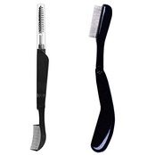 まつ毛コーム 2本 マスカラコーム ステンレス 化粧 折りタイプ マスカラ アイブローコーム Yesmart まつげコーム まつげブラシ メイクブラシ 眉ブラシ アイラッシュブラシ スクリュー Yes107 (TYPE-A)