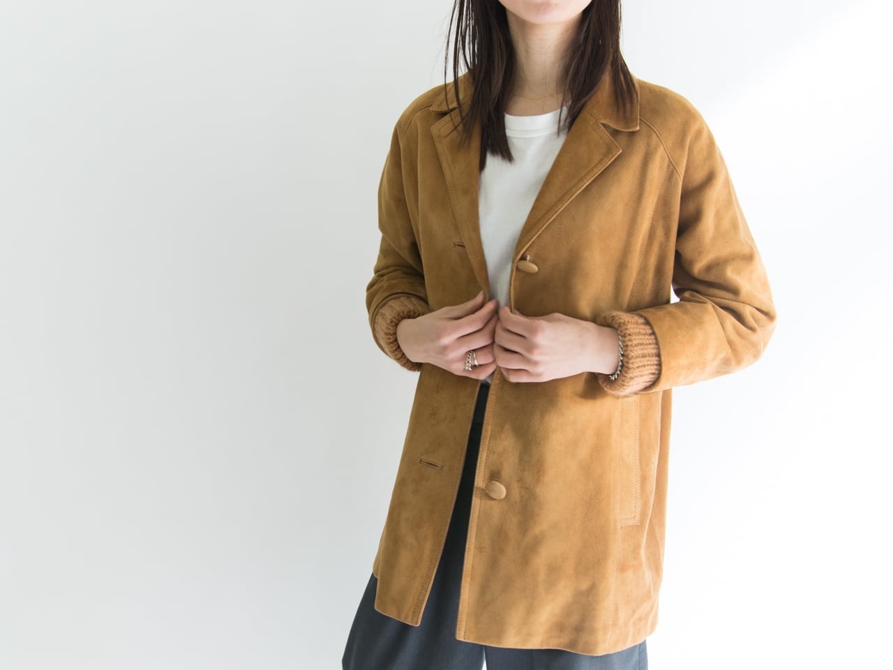 【hants】 suede leather long jacket outer (スエード ロングジャケット アウター)