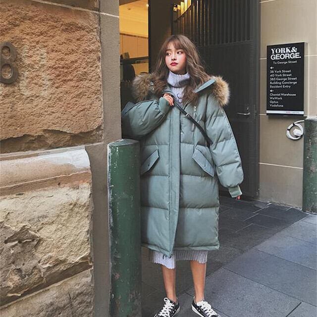 ダウンコート レディース アウター ロング丈 ロングコート 防寒 冬 ファー フード付き カーキ/ベージュ/ブラック S/M/L/XL