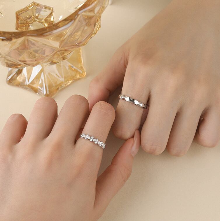 ペアリング 指論 ジルコン 18K レディース メンズ シルバー 925