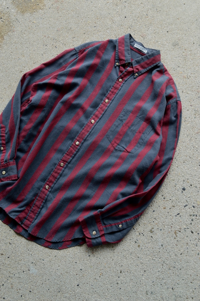 1990's Herringbone Print Cotton Gauze Stripe Shirt by Wrangler PB Brand RN53894 ラングラー 90s オールドプライベートブランド