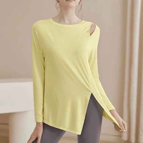 ラウンドネック ショルダーカット ロングスリーブ *5col* Y0070 画像