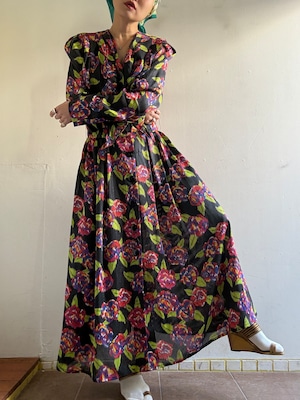 1970s Vintage Sheer Floral Dress