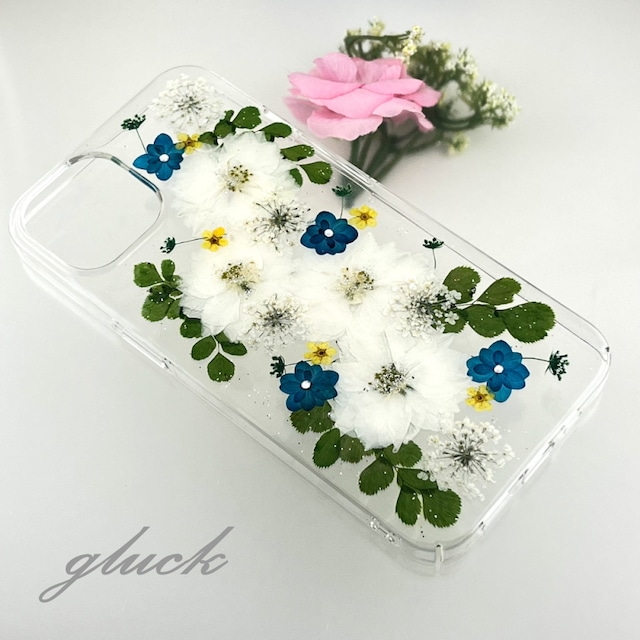 【ほぼ全機種対応スマホケース❁】押し花スマホケース NO.803 押し花＆レジン iPhone8以降全機種/Xperia/AQUOS/Galaxy他