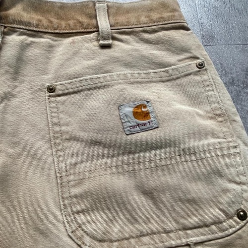 90s USA製 ブラウン ダブルニー Carhartt B01 33×32 詳細写真2