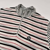 dabat アダバット ボーダー柄 ハーフジップ 天竺コットン ストレッチ 半袖Tシャツ サイズ 40 /ワールド/日本製