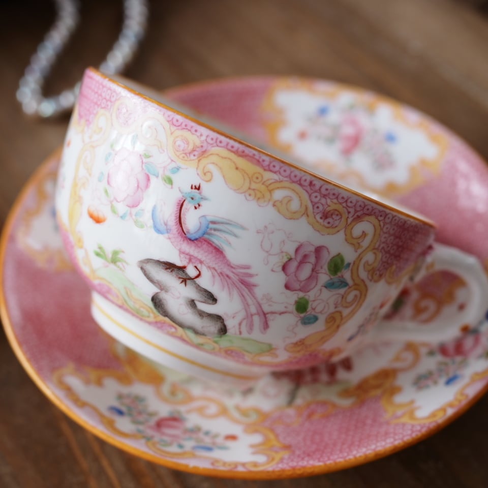 ミントン　コカトリス　ピンク　モーニングカップ 英国ミントン コカトリス ピンク ティーカップ＆ソーサー | antique
