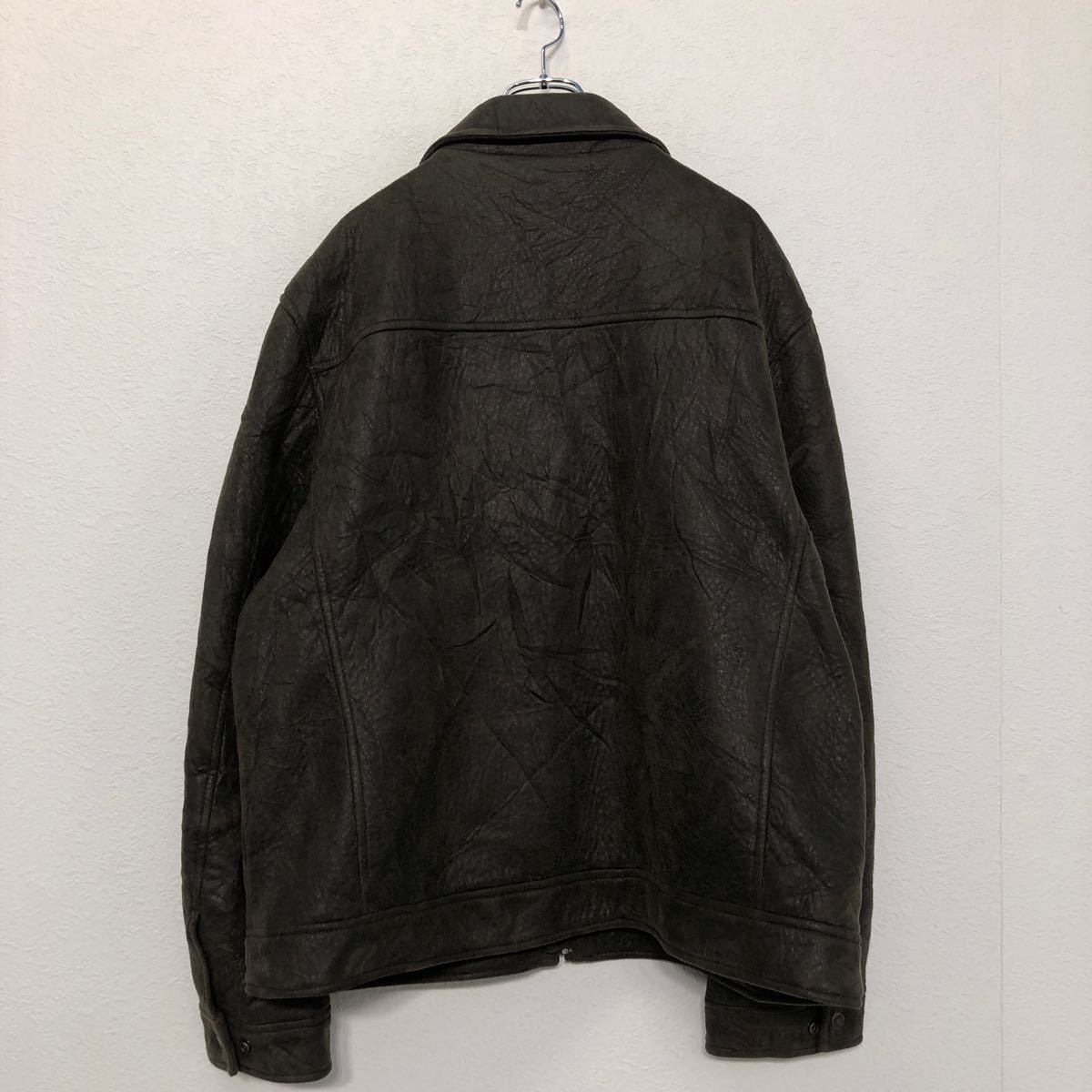 RuffHewn フェイク レザー ジャケット XL ブラウン ラフヒューン