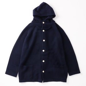 【新品】SUNSHINE+CLOUD MINTENS限定品 Special cashmere Knit hood jacket Big size Made in JAPAN / サンシャインプラスクラウド ビッグサイズ カシミヤ フード ニット セーター ネイビー サイズ5 ビッグサイズ 日本製