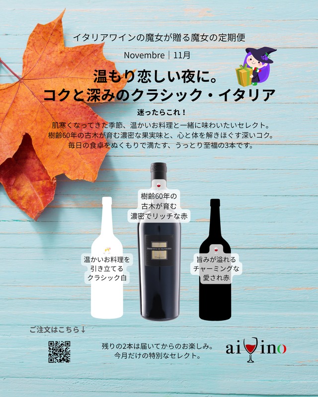 【11月魔女の定期便②】温もり恋しい夜に。コクと深みのクラシック・イタリア