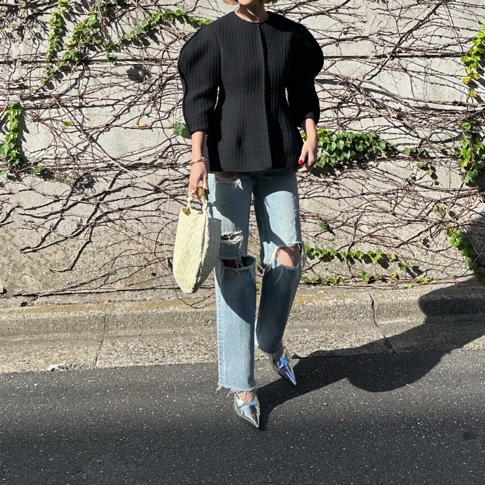 ツイードトップス Romane ブラック | Cygne 