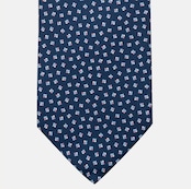 3-Fold Silk Tie, Micro Pattern, Blue and Red - JA056667-1