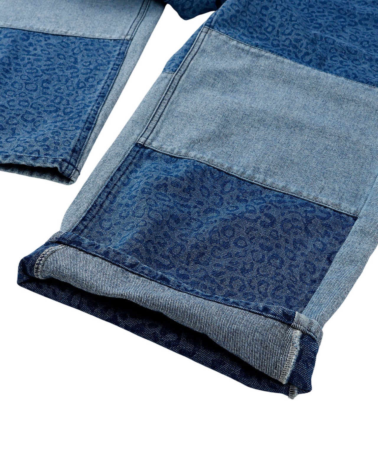 【#Re:room】LEOPARD PANELED WIDE DENIM PANTS［REP323］