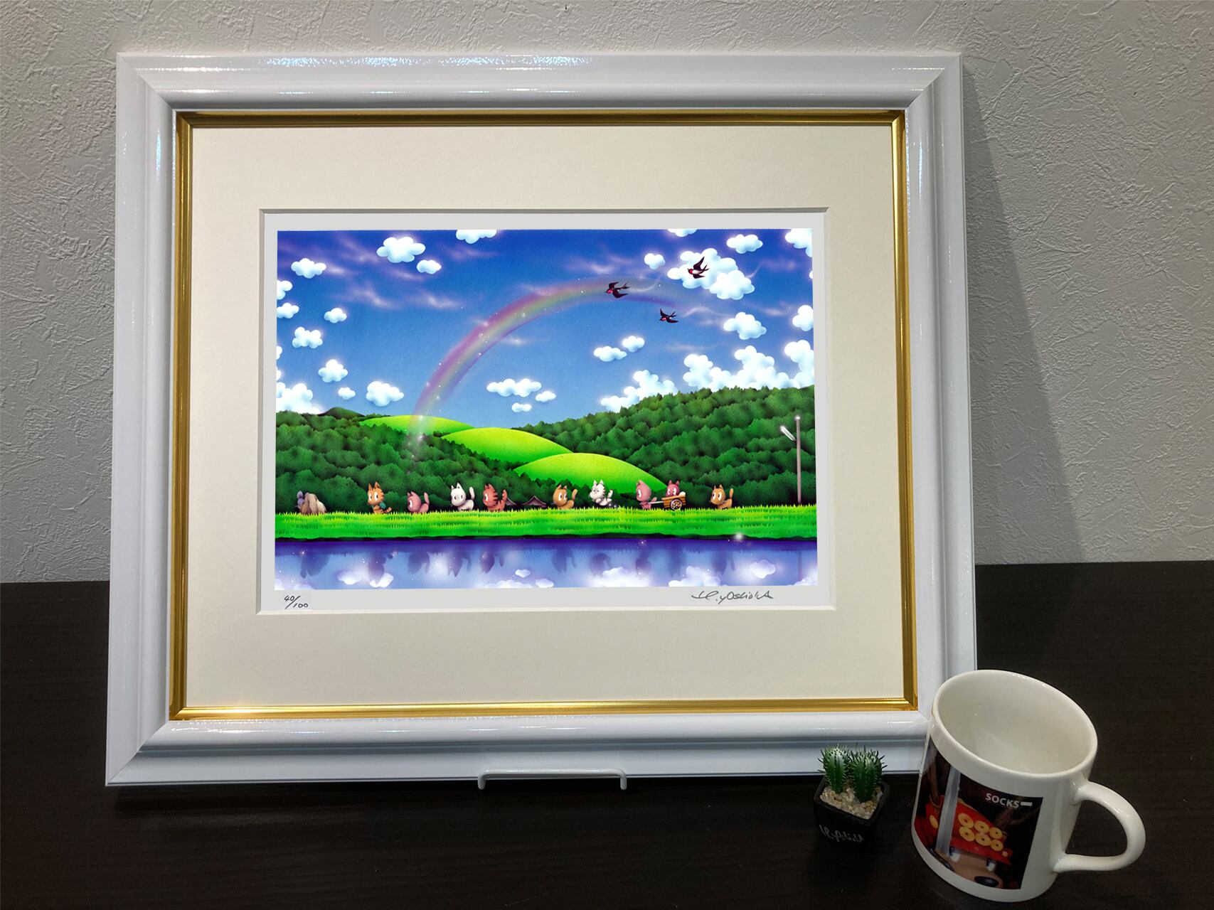 四つ切版画『若草山虹春風景』 | Present SOCKS