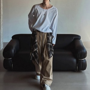 リラックスワイドネックロングTシャツ　1296
