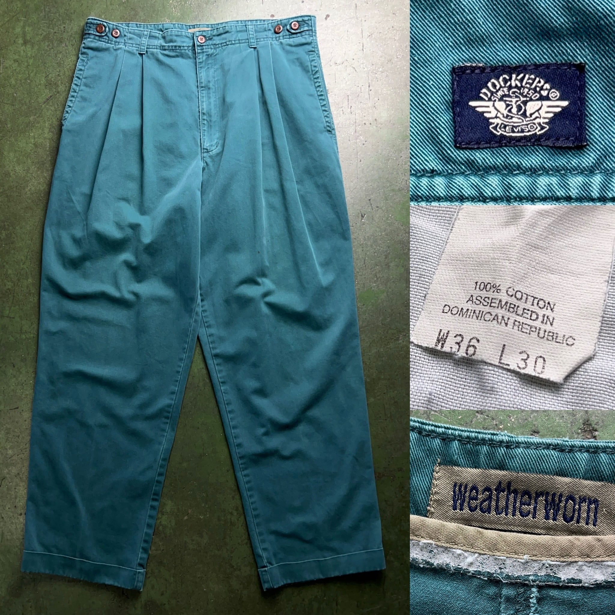 90's Levi's Dockers 2tuck Chino Pants W36 GREEN 90年代 90's Levi's Dockers 2tuck Chino Pants W36 GREEN 90年代