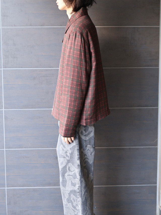 【26aw/ROLDSKOV】zip up slim shirt egadi check
