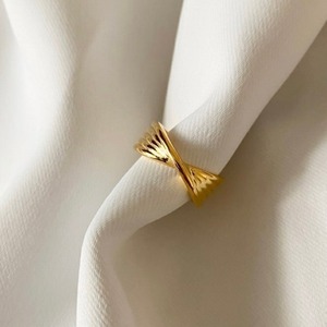 24k stripe twist ring【 2color 】