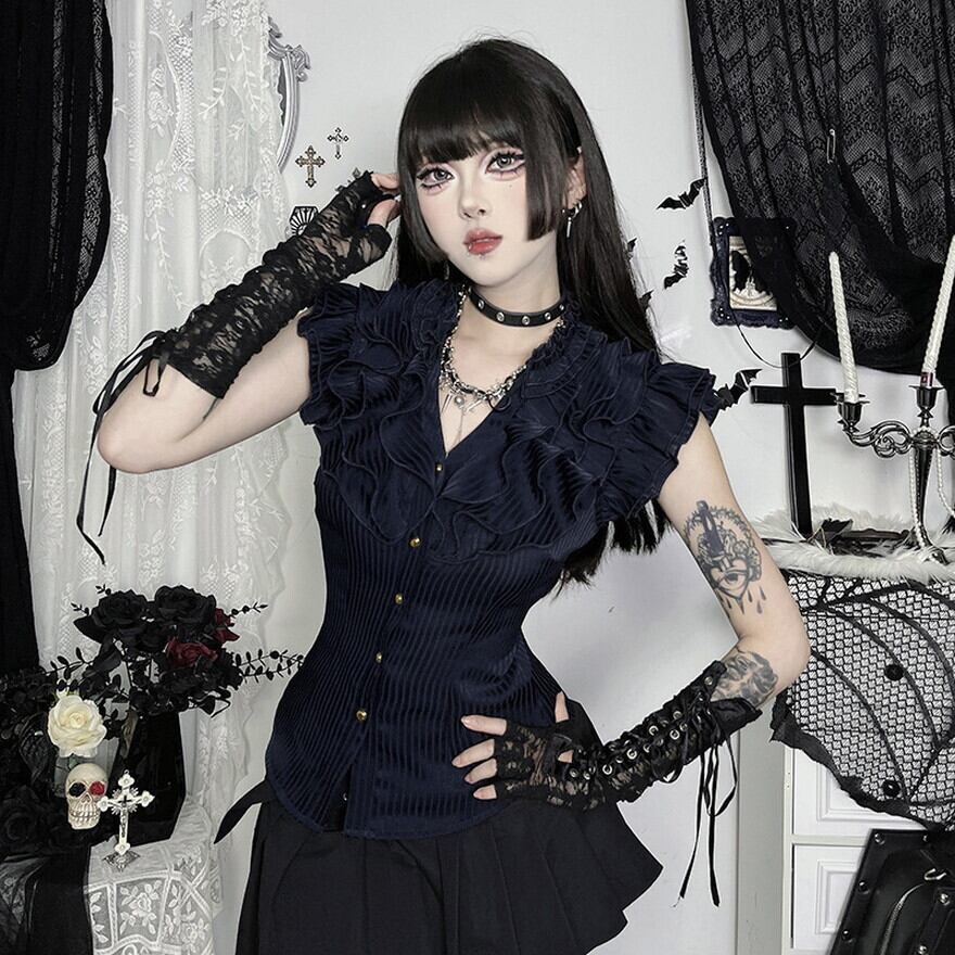 ゴスロリ・ロリータドレス 青と黒 LT116-2 皇子系ロリィタ】Evil Twins