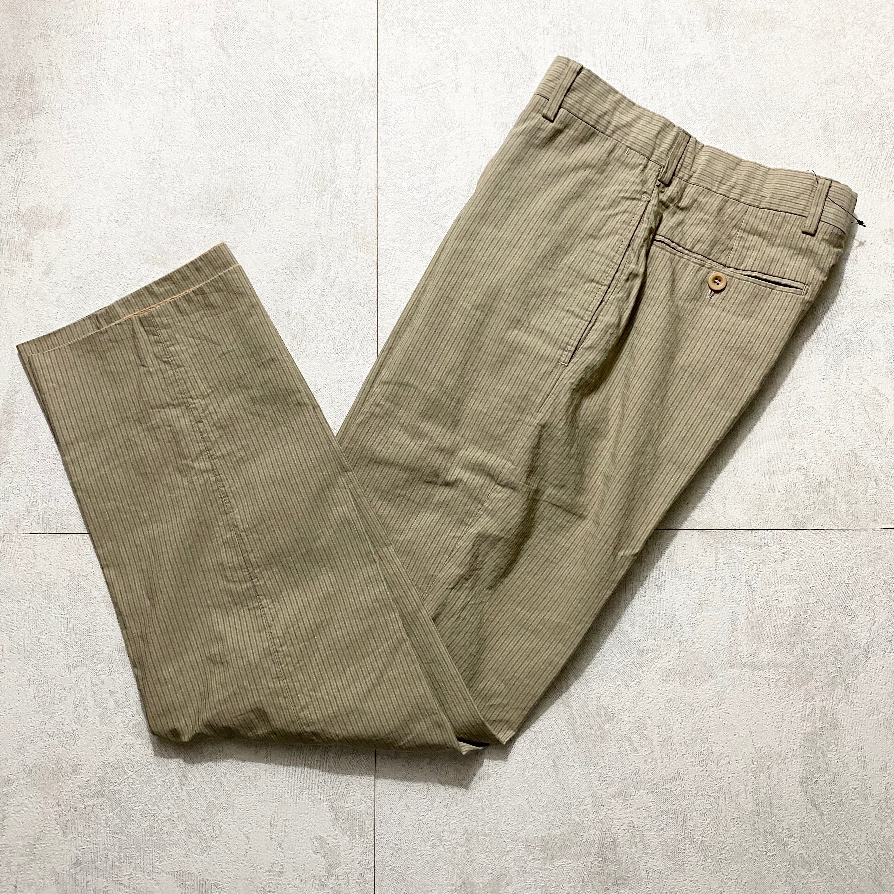 HERMES stripe pattern cotton×linen pants | NOIR ONLINE