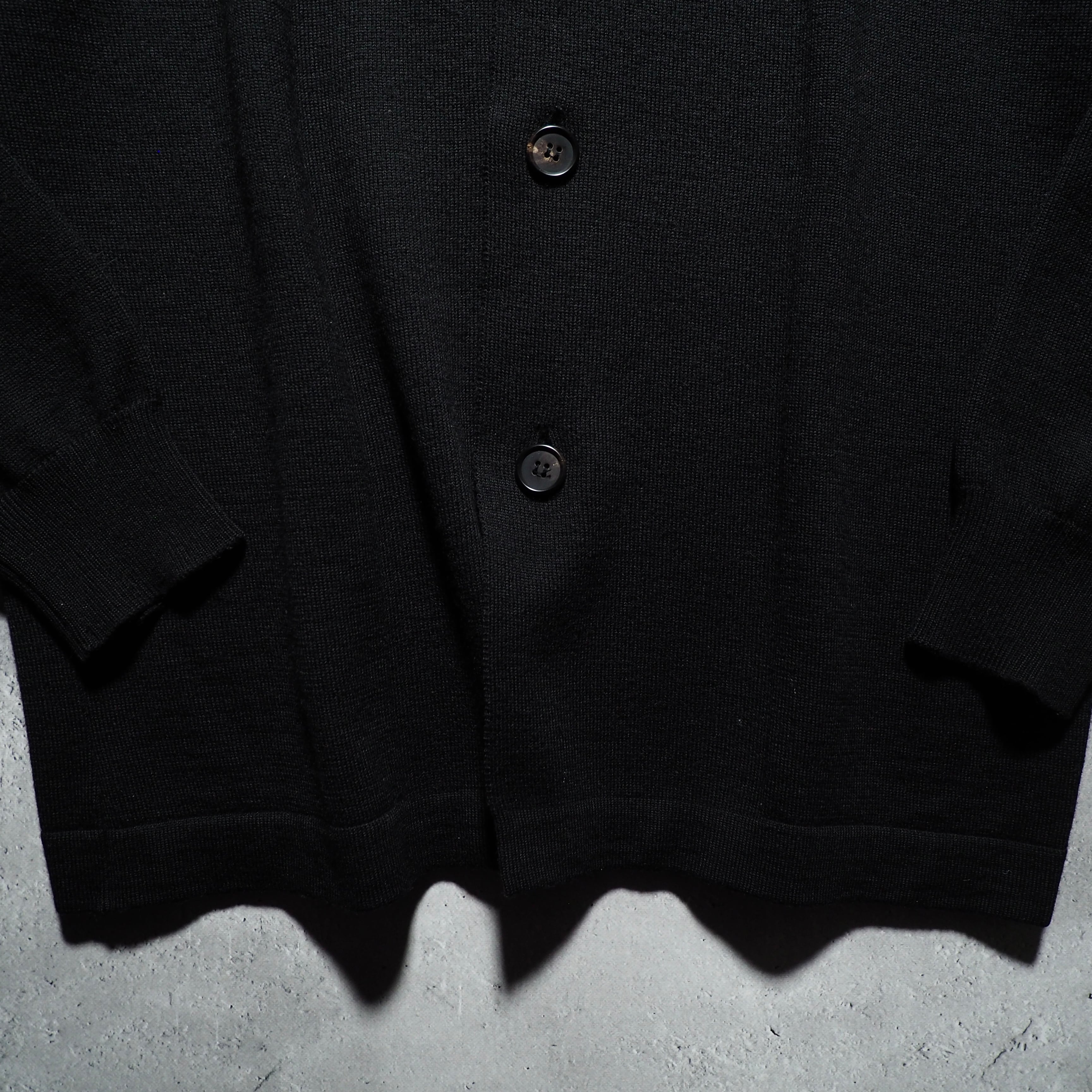 1990s " Old ISSEY MIYAKE " Black wool knit shirt cardigan