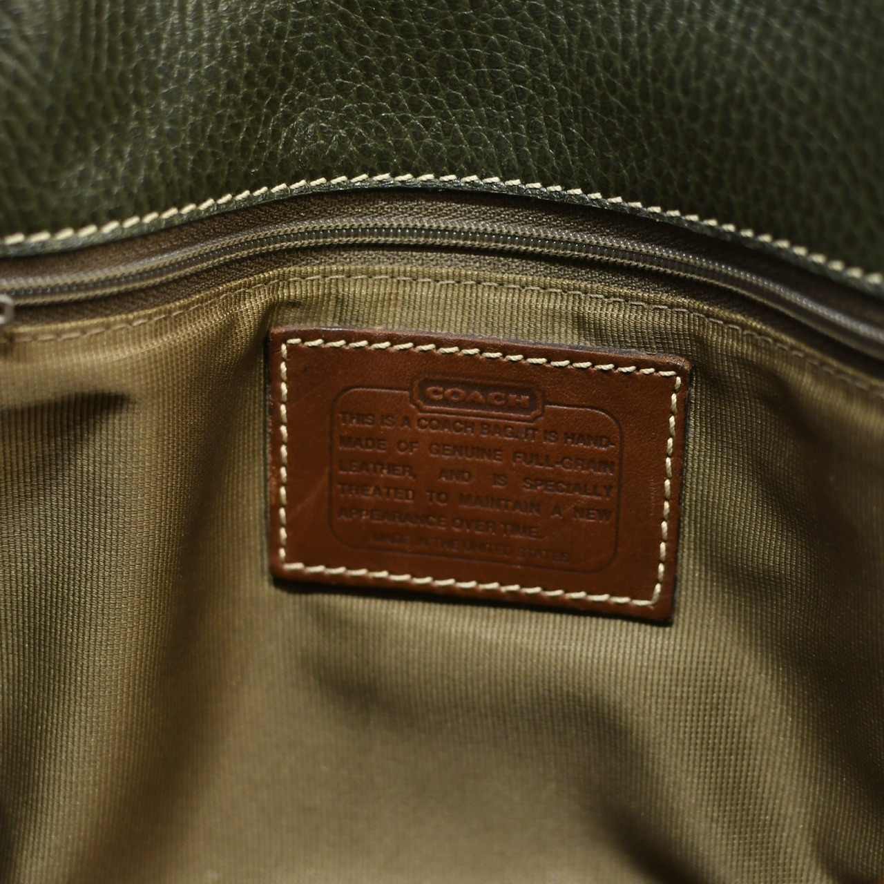 old coach dark green leather shoulder bag