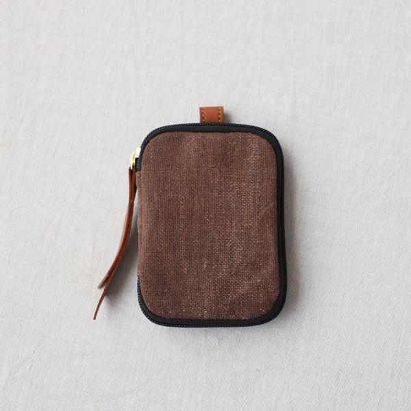 柿渋染め古布酒袋藍染め雪ん子刺し子キーケースチャーム付リメイク