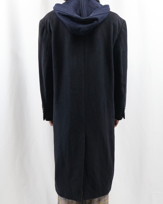peaked lapel double breasted long coat
