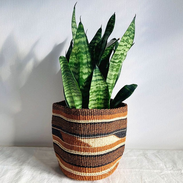 サイザル伝統柄インテリアかご　C