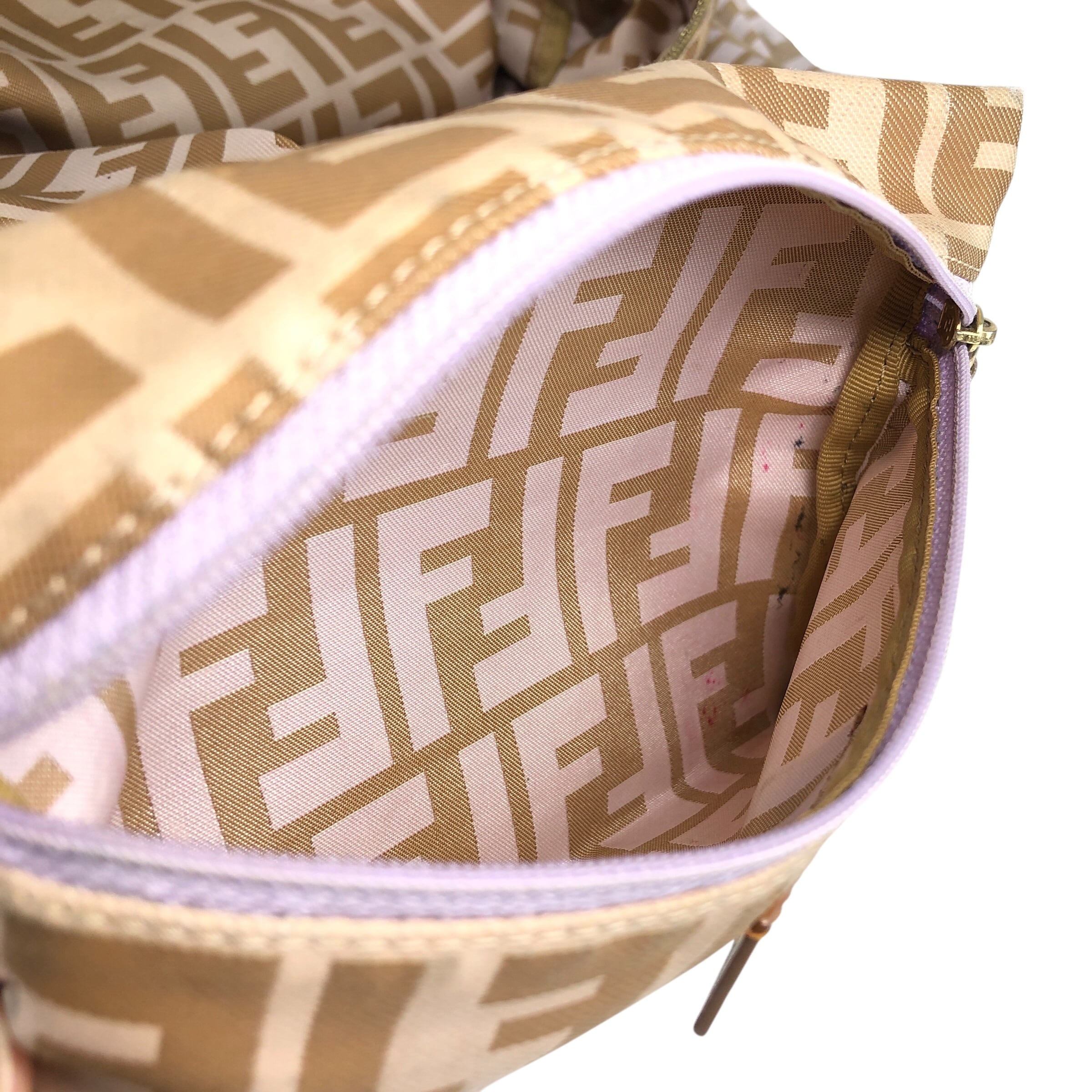 FENDI フェンディ ズッカ トートバッグ ベージュ キャンバス レザー